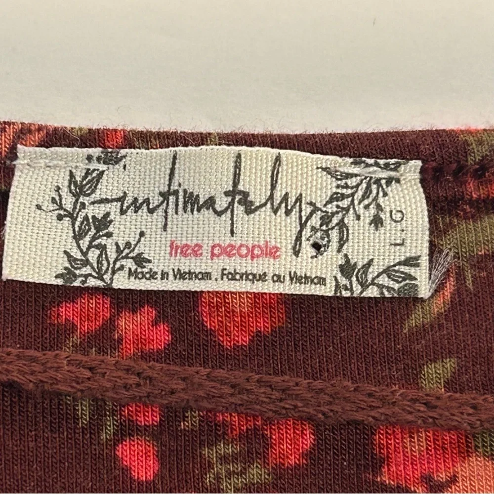 Free People Kaya Printed Keyhole Bodysuit red floral, Boho, Cottagecore, Sz Lg